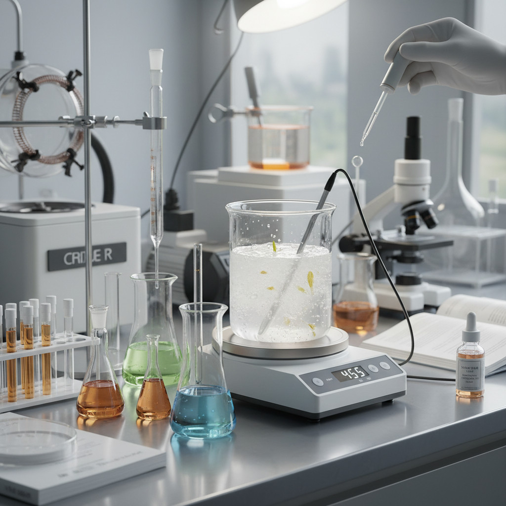 skincare formulation with lab equipment